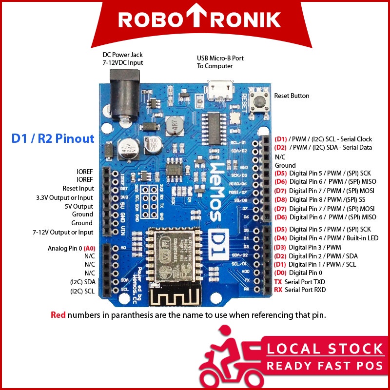 WeMos D1 R2 WiFi Development Board w/ CH340, ESP8266, ESP-12F WeMos D1 R2 WiFi Development Board w/ CH340, ESP8266, ESP-12F