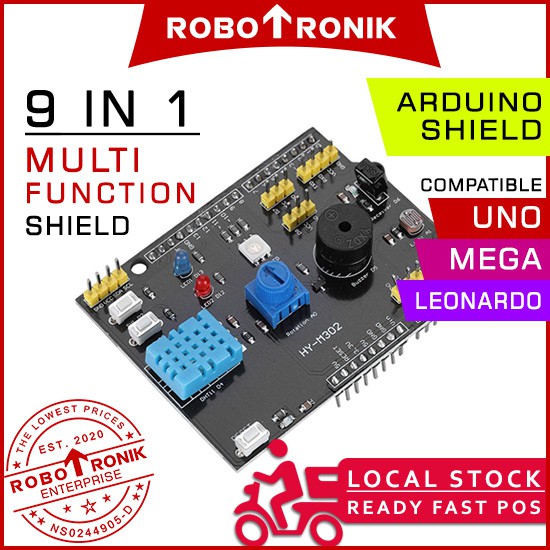 9-in-1 Multi-function Expansion Shield - Arduino UNO MEGA Compatible