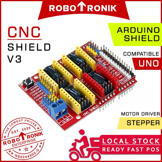 CNC Shield V3 - Stepper Motor Controller, Compatible Arduino UNO R3