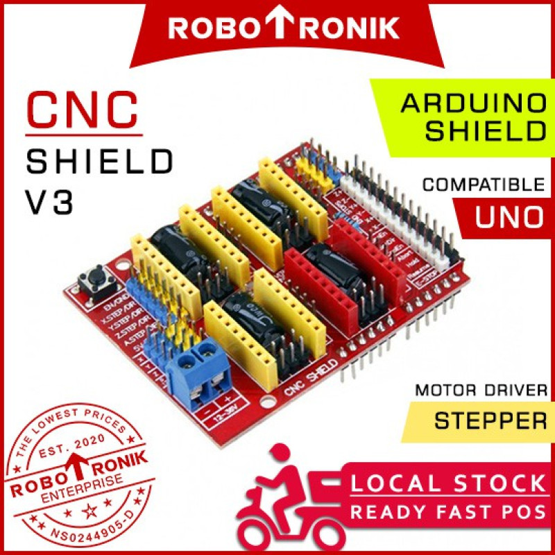 CNC Shield V3 - Stepper Motor Controller, Compatible Arduino UNO R3 CNC Shield V3 - Stepper Motor Controller, Compatible Arduino UNO R3