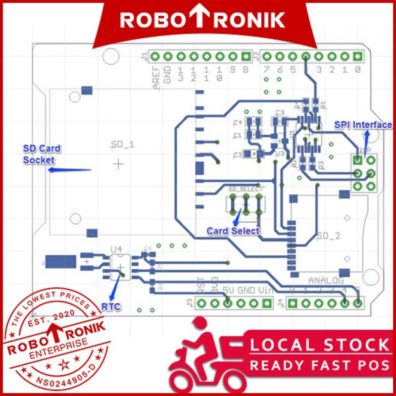 Data Logger Shield Recorder w SD card slot - Arduino UNO Compatible Data Logger Shield Recorder w SD card slot - Arduino UNO Compatible