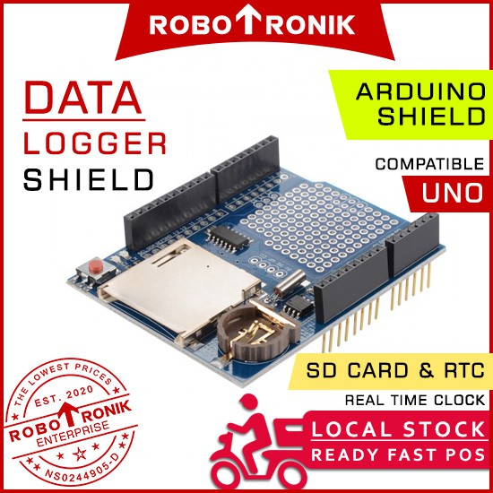 Data Logger Shield Recorder w SD card slot - Arduino UNO Compatible