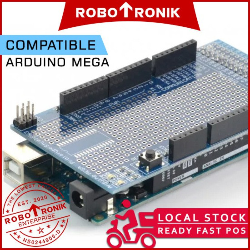 [MEGA] Prototype (Proto) Shield V3 w/ Breadboard - Compatible Arduino MEGA 2560