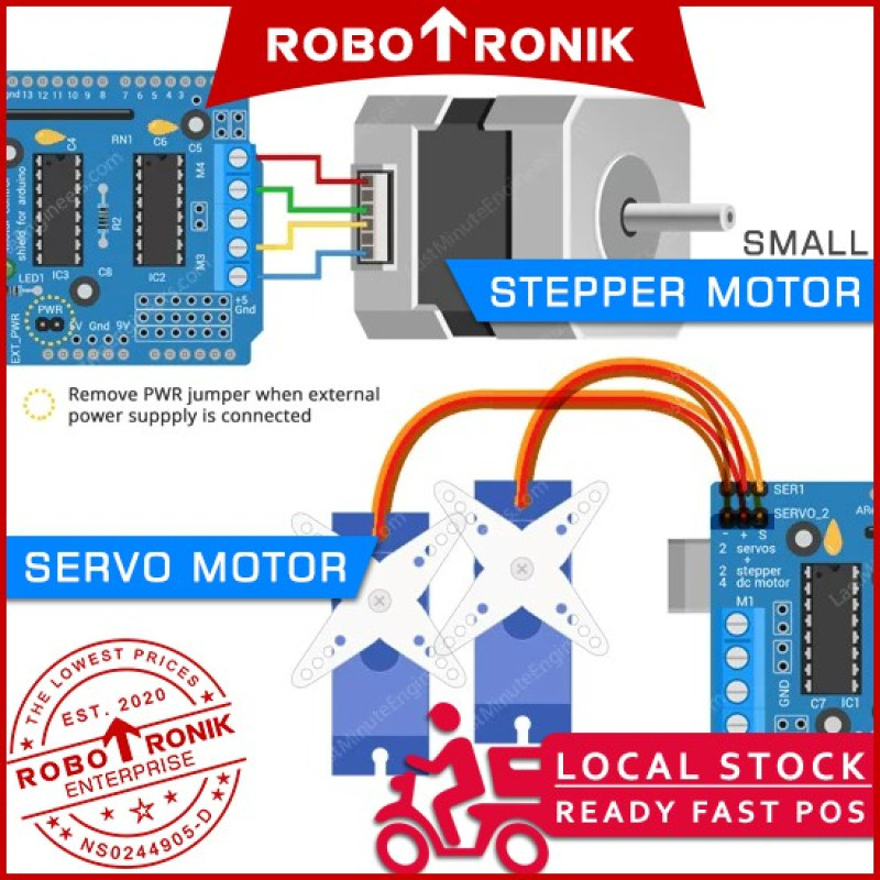 Motor Driver Shield L293D & 74HC595 - Arduino UNO Compatible for DC, Servo & Stepper Motor, 293 L293 293D Motor Driver Shield L293D & 74HC595 - Arduino UNO Compatible for DC, Servo & Stepper Motor, 293 L293 293D
