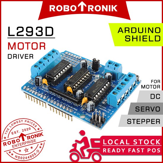 Motor Driver Shield L293D & 74HC595 - Arduino UNO Compatible for DC, Servo & Stepper Motor, 293 L293 293D