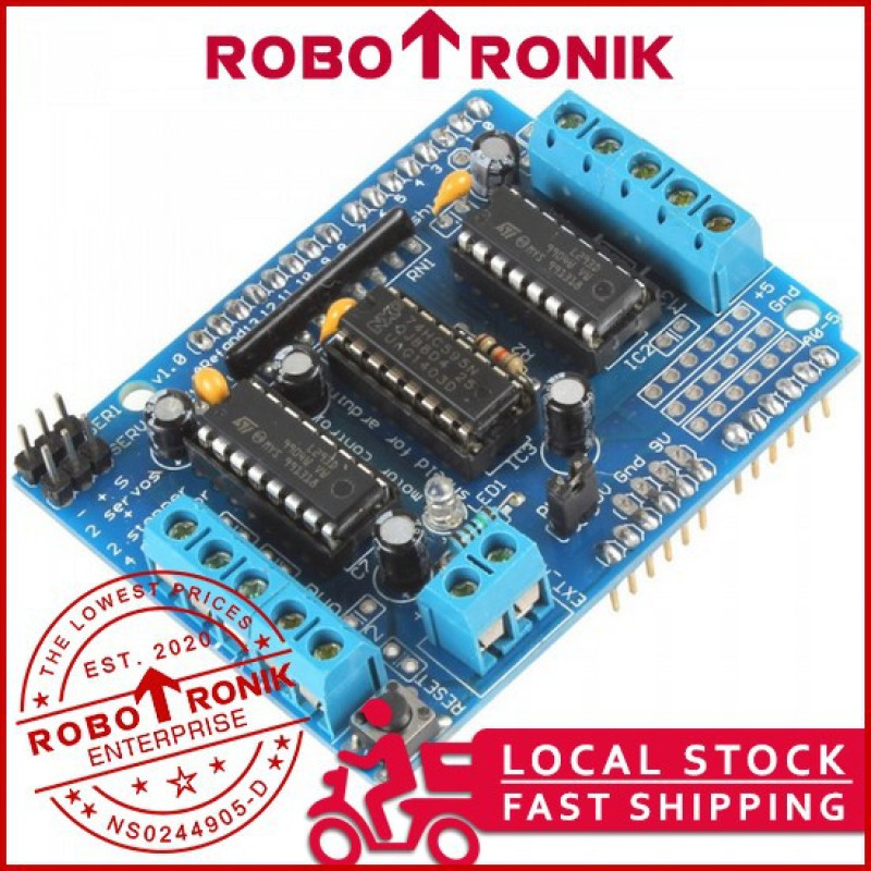 Motor Driver Shield L293D & 74HC595 - Arduino UNO Compatible for DC, Servo & Stepper Motor, 293 L293 293D Motor Driver Shield L293D & 74HC595 - Arduino UNO Compatible for DC, Servo & Stepper Motor, 293 L293 293D