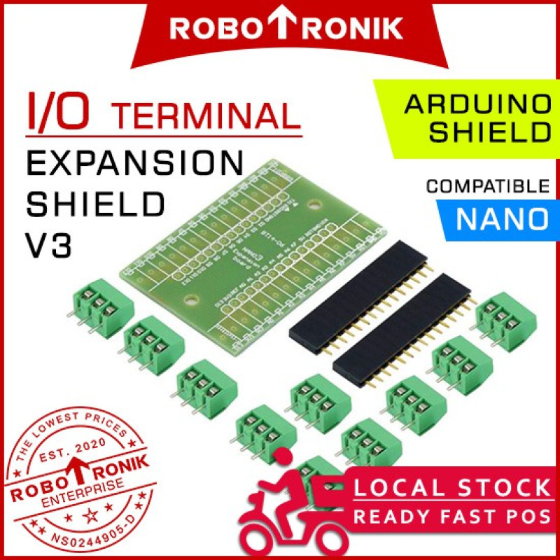 [Nano] I/O Terminal Expansion Shield V3 (75 x 38mm) For Arduino Nano (Un-assembled)