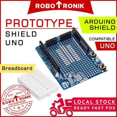 Prototype (Proto) Shield w/ Breadboard - Compatible Arduino UNO R3