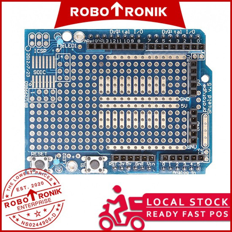 Prototype (Proto) Shield w/ Breadboard - Compatible Arduino UNO R3 Prototype (Proto) Shield w/ Breadboard - Compatible Arduino UNO R3
