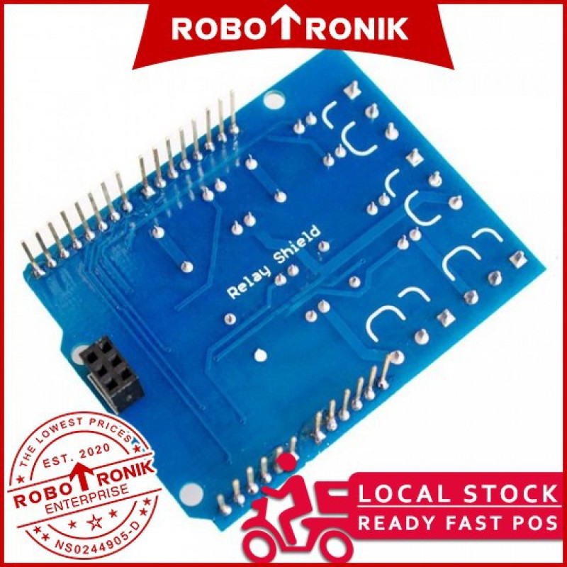 Relay Shield 4 Channel, Compatible Arduino UNO R3 MEGA Leonardo Relay Shield 4 Channel, Compatible Arduino UNO R3 MEGA Leonardo