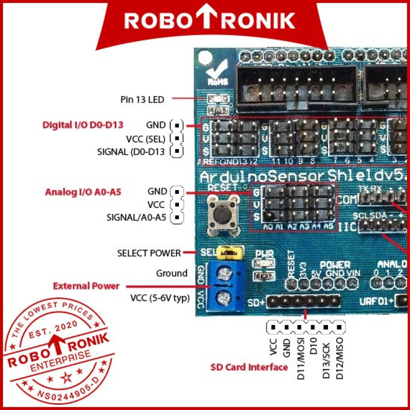 Sensor Shield V5.0 Expansion Board, Compatible UNO R3 Sensor Shield V5.0 Expansion Board, Compatible UNO R3