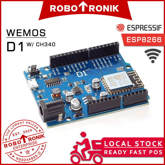WeMos D1 R2 WiFi Development Board w/ CH340, ESP8266, ESP-12F
