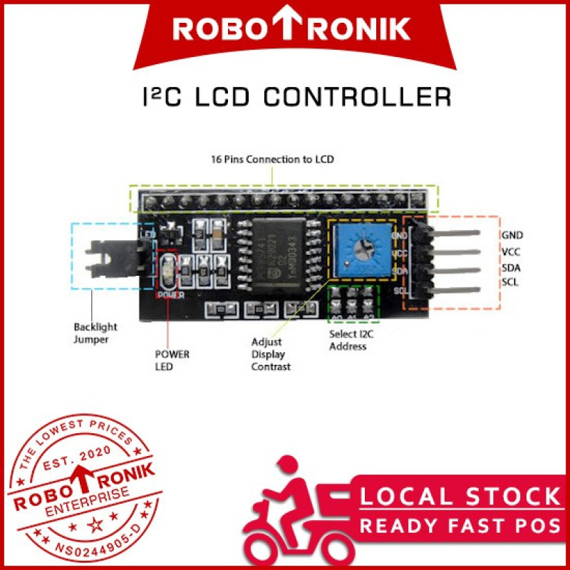 LCD Screen Controller I²C / I2C Driver for 1602 & 2004 LCD - PCF8574T LCD Screen Controller I²C / I2C Driver for 1602 & 2004 LCD - PCF8574T