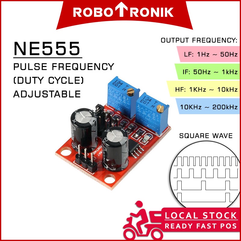 NE555 Timer Adjustable (Pulse Frequency & Duty Cycle) Generator Clock Module NE555 Timer Adjustable (Pulse Frequency & Duty Cycle) Generator Clock Module