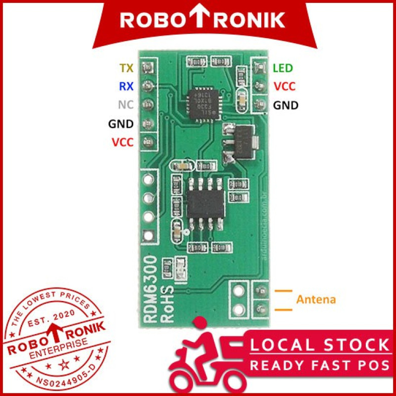 RFID Reader Module UART 125kHz RDM6300 w Antenna, compatible Arduino / Raspberry RFID Reader Module UART 125kHz RDM6300 w Antenna, compatible Arduino / Raspberry