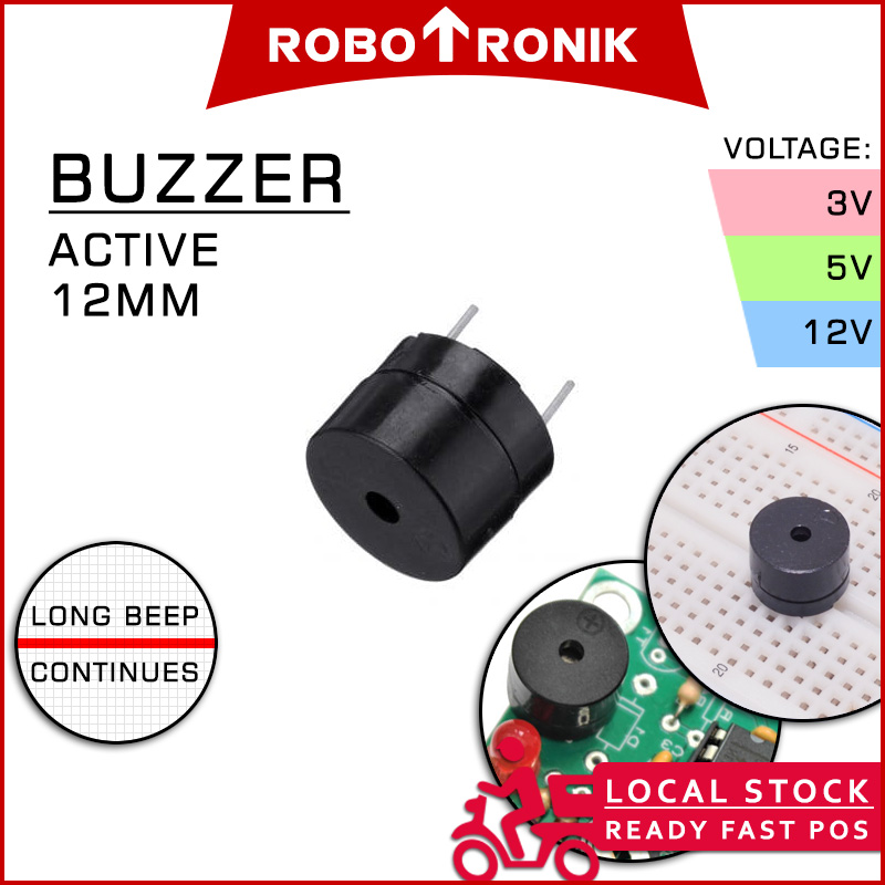 Active Buzzer Mini - Long Beep Continues 3V 5V 12V (12mm) for PCB Breadboard Arduino Raspberry Active Buzzer Mini - Long Beep Continues 3V 5V 12V (12mm) for PCB Breadboard Arduino Raspberry