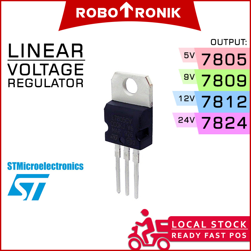7805 7809 7812 7815 7824 Linear Voltage Regulator 3-Pin TO-220 (5V 9V 12V 24V) LM7805 LM7809 LM7812 LM7815 LM7824 7805 7809 7812 7815 7824 Linear Voltage Regulator 3-Pin TO-220 (5V 9V 12V 24V) LM7805 LM7809 LM7812 LM7815 LM7824