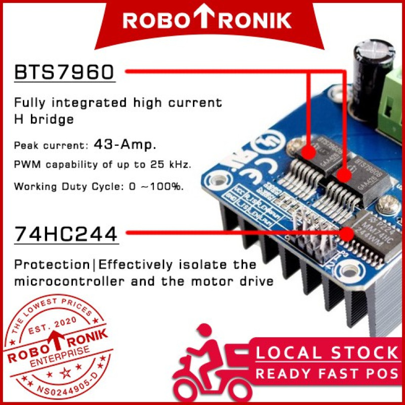 BTS7960 H-bridge Motor Driver High-Power Current (Up-to 43A) for Arduino, Raspberry, 7960 UNO MEGA NANO BTS7960 H-bridge Motor Driver High-Power Current (Up-to 43A) for Arduino, Raspberry, 7960 UNO MEGA NANO