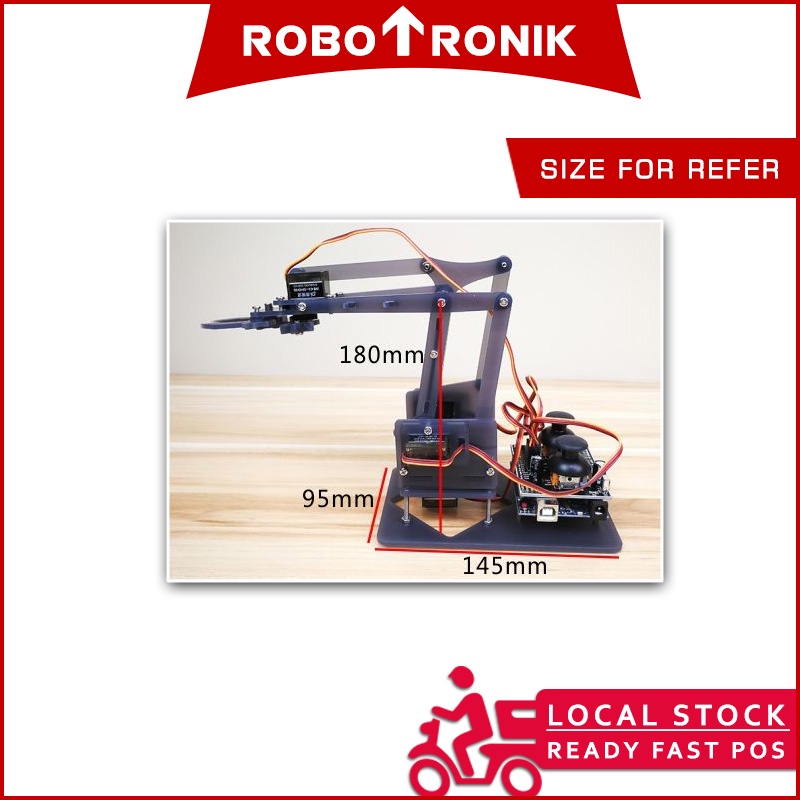 4 DOF Robotic Arm (Acrylic / Plywood) Un-assemble, Arm-only 4 DOF Robotic Arm (Acrylic / Plywood) Un-assemble, Arm-only