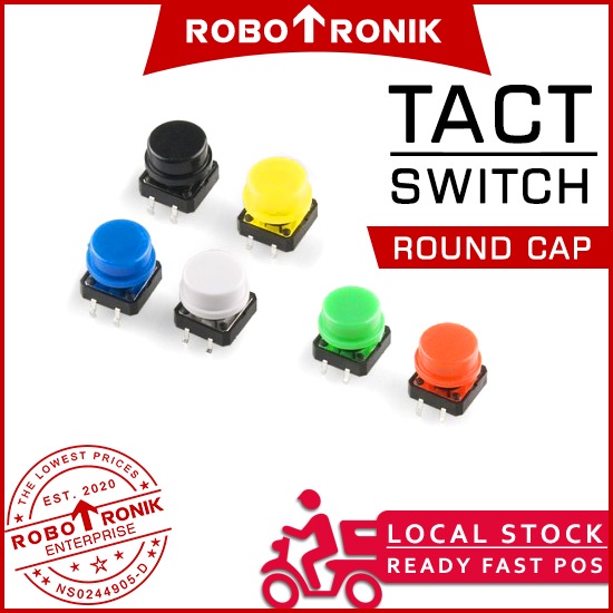 Tact Switch w/ Round Color Cap (Push Button) 12mm Suis