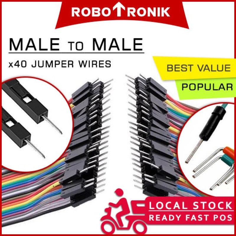 Male To Male | Jumper Wire Cable 40-Wires M-M - 10cm / 20cm / 30cm for Arduino Raspberry Breadboard Sensors Male To Male | Jumper Wire Cable 40-Wires M-M - 10cm / 20cm / 30cm for Arduino Raspberry Breadboard Sensors