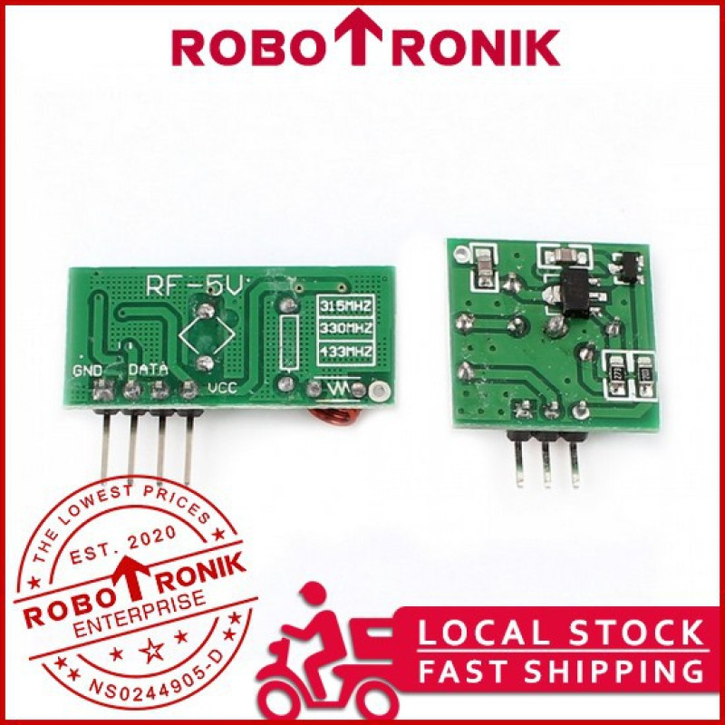 RF Wireless 315 / 433 MHz Transmitter & Receiver Module Pair RF Wireless 315 / 433 MHz Transmitter & Receiver Module Pair