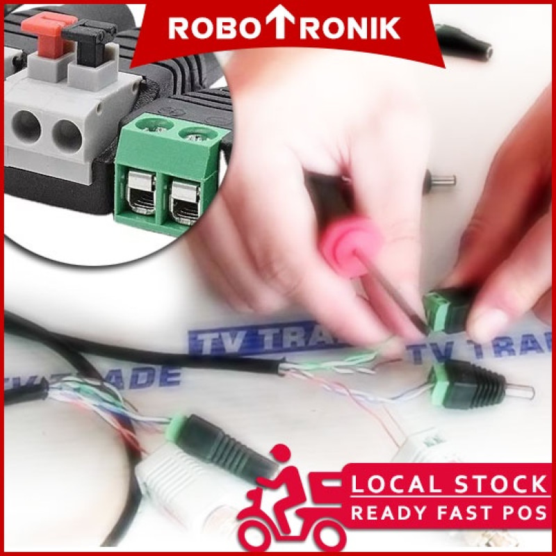 DC Jack & DC Plug - 2.1mm Connector Male Female Power w/ Screw Terminal Block DC Jack & DC Plug - 2.1mm Connector Male Female Power w/ Screw Terminal Block