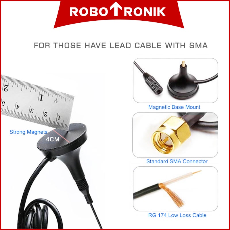 GSM Antenna (2G 3G 4G 5G) dBi - Interface Ipex SMA (SIM 900 800 900A) Flat Bar All Weather Outdoor GSM Antenna (2G 3G 4G 5G) dBi - Interface Ipex SMA (SIM 900 800 900A) Flat Bar All Weather Outdoor