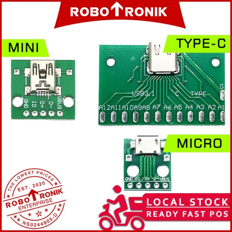Usb Micro / Mini / Type-C / Type-A Male / Type-A 3.0 / Type-B Female Socket Breakout Board Module Usb Micro / Mini / Type-C / Type-A Male / Type-A 3.0 / Type-B Female Socket Breakout Board Module