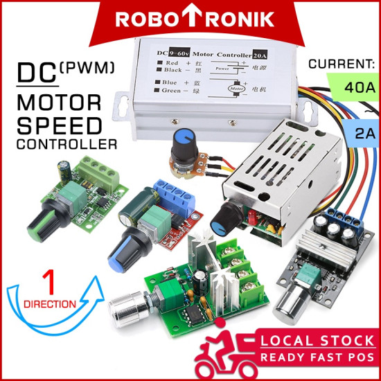 DC Brush Motor Speed Controller PWM (One way) Dimmer, Geared Gear Motors Driver