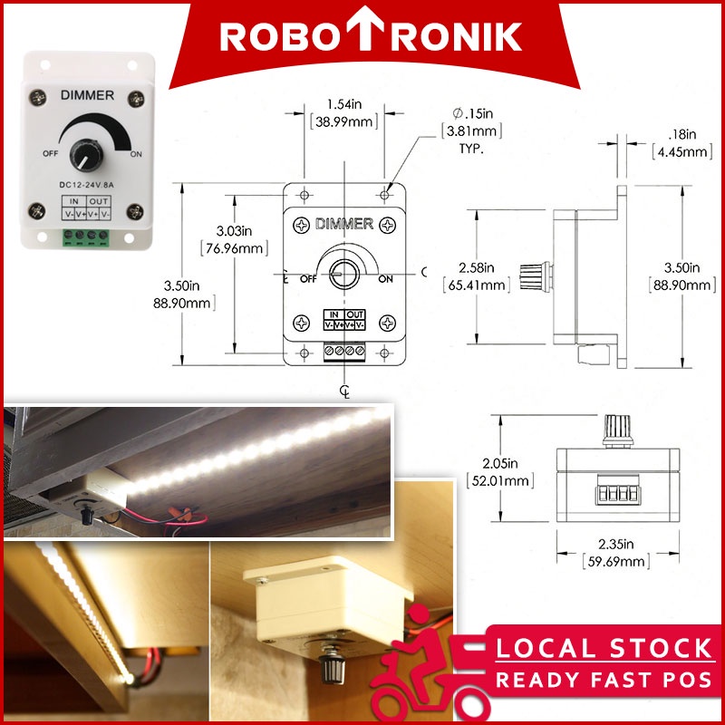 PWM LED Dimmer 12V ~ 24V DC, for LED Light Strip Brightness Control 8A 30A PWM LED Dimmer 12V ~ 24V DC, for LED Light Strip Brightness Control 8A 30A