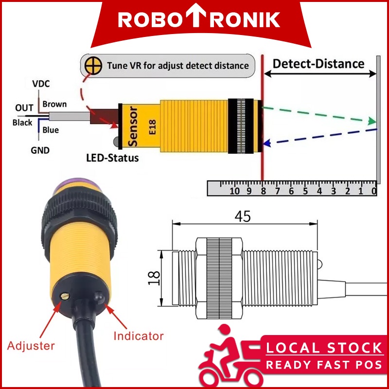 E18-D80 IR Infrared Proximity Sensor 3 - 80cm E18-D80 IR Infrared Proximity Sensor 3 - 80cm