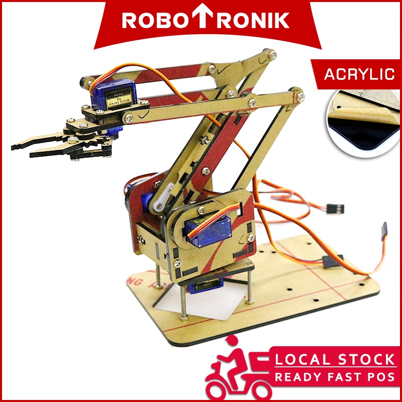 4 DOF Robotic Arm (Acrylic / Plywood) Un-assemble, Arm-only 4 DOF Robotic Arm (Acrylic / Plywood) Un-assemble, Arm-only