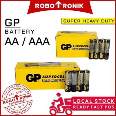 GP Battery Supercell Super Heavy Duty AAA/AA Battery For Batteri Remote TV/Aircond/Clock/Flaslight 1.5v