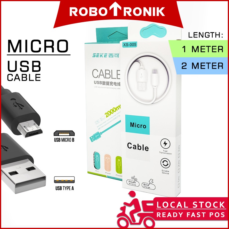 Micro-USB (Male) to USB A (Male) Charge & Data Cable, USB 2.0 Cable - Android Phone, ProMicro, Wemos, etc Micro-USB (Male) to USB A (Male) Charge & Data Cable, USB 2.0 Cable - Android Phone, ProMicro, Wemos, etc