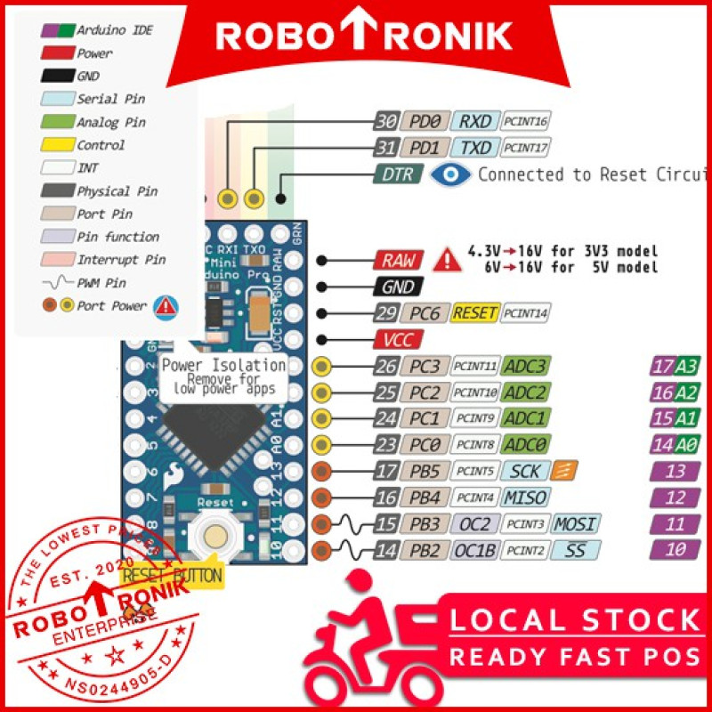 Pro Mini Microcontroller ATmega328 Arduino Compatible Development Board 3.3V @8Mhz / 5.0V @16Mhz Mini Size Arduino Pro Mini Microcontroller ATmega328 Arduino Compatible Development Board 3.3V @8Mhz / 5.0V @16Mhz Mini Size Arduino