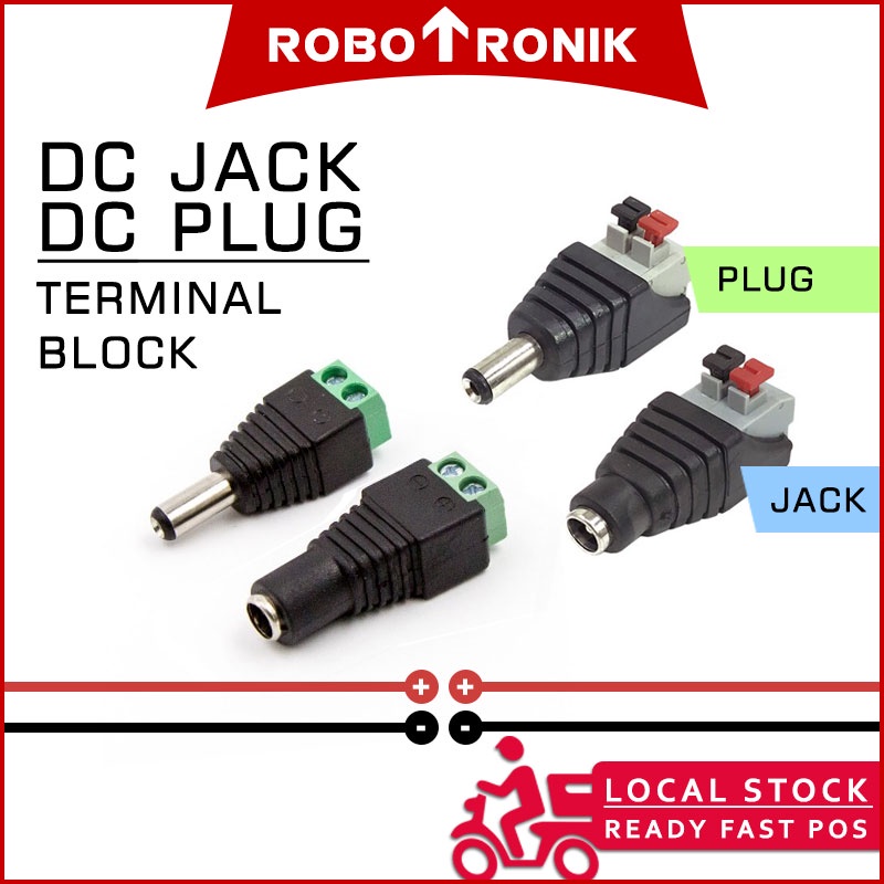 DC Jack & DC Plug - 2.1mm Connector Male Female Power w/ Screw Terminal Block DC Jack & DC Plug - 2.1mm Connector Male Female Power w/ Screw Terminal Block