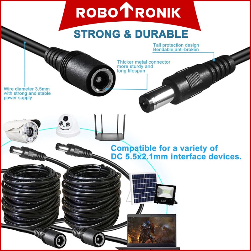 DC Jack & Plug Wire [Male to Female] Extension Power Cord CCTV Modem Router