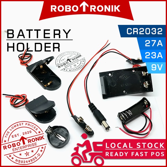 Battery Holder & Wire Snap for 9V / CR2032 / A23 / A27 Batteri