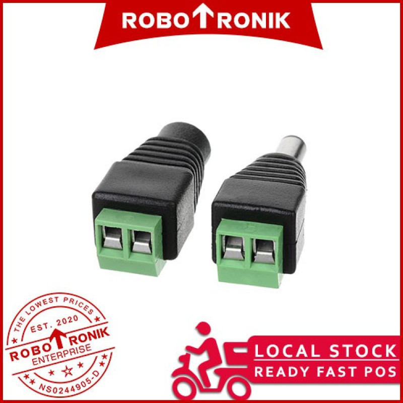 DC Jack & DC Plug - 2.1mm Connector Male Female Power w/ Screw Terminal Block DC Jack & DC Plug - 2.1mm Connector Male Female Power w/ Screw Terminal Block