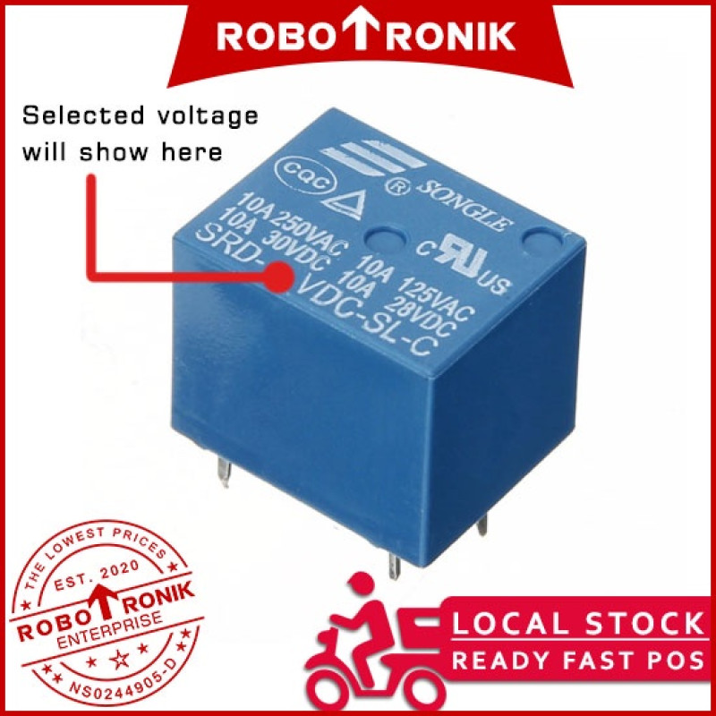 Songle Relay SRD (SPDT) 3V 5V 6V 9V 12V 24V DC max.10A 5-PINS (SRD-*-SL-C) Relays Switch On Off Arduino Raspberry Pi Songle Relay SRD (SPDT) 3V 5V 6V 9V 12V 24V DC max.10A 5-PINS (SRD-*-SL-C) Relays Switch On Off Arduino Raspberry Pi