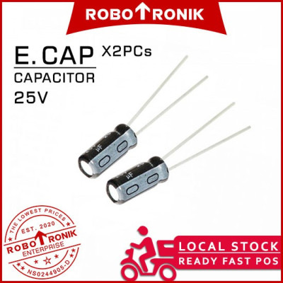 Electrolytic Capacitor (Aluminum) 2pcs of E.Cap, (25V) 100uF 220uF 330uF 470uF -  Microfarads Electrolytic Capacitor