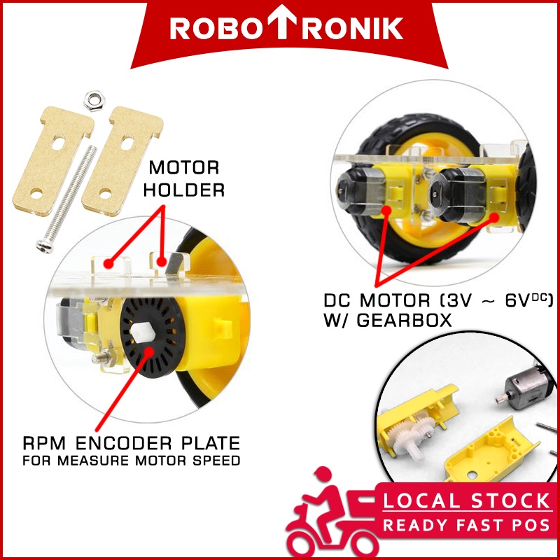 2WD Car Chassis Kit (Unassembled) Single-Layer Plate 2 Wheel Drive w/ Speed Encoder, Robot Smart Car 2WD Car Chassis Kit (Unassembled) Single-Layer Plate 2 Wheel Drive w/ Speed Encoder, Robot Smart Car
