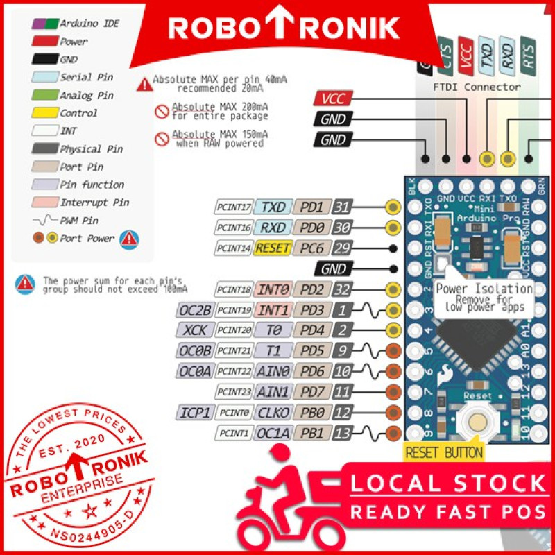 Pro Mini Microcontroller ATmega328 Arduino Compatible Development Board 3.3V @8Mhz / 5.0V @16Mhz Mini Size Arduino Pro Mini Microcontroller ATmega328 Arduino Compatible Development Board 3.3V @8Mhz / 5.0V @16Mhz Mini Size Arduino