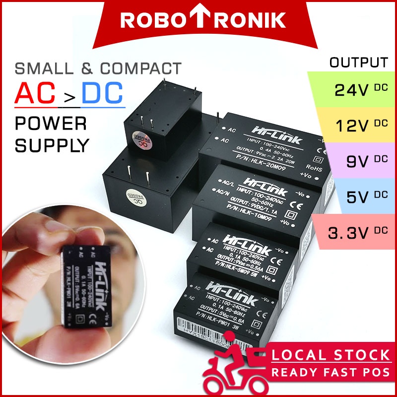 Hi-Link HLK (AC-DC) Converter Module AC (240V 230V 220V) to DC (5V 9V 12V 24V) Power Supply Small Tiny Compact Hi-Link HLK (AC-DC) Converter Module AC (240V 230V 220V) to DC (5V 9V 12V 24V) Power Supply Small Tiny Compact