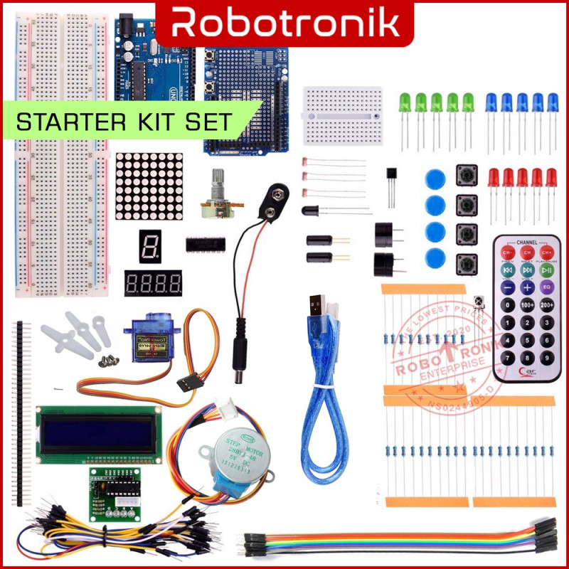 Kit Set (Breadboard, Jumper wires, Components & Box) UNO ESP32 NANO MEGA Nodemcu Kit Set (Breadboard, Jumper wires, Components & Box) UNO ESP32 NANO MEGA Nodemcu