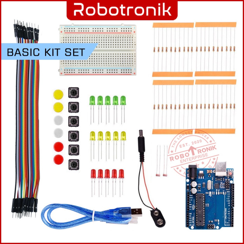 Kit Set (Breadboard, Jumper wires, Components & Box) UNO ESP32 NANO MEGA Nodemcu Kit Set (Breadboard, Jumper wires, Components & Box) UNO ESP32 NANO MEGA Nodemcu