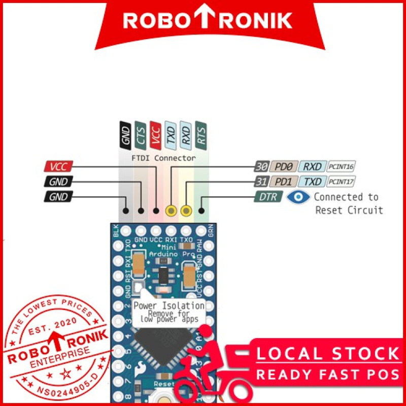 Pro Mini Microcontroller ATmega328 Arduino Compatible Development Board ...