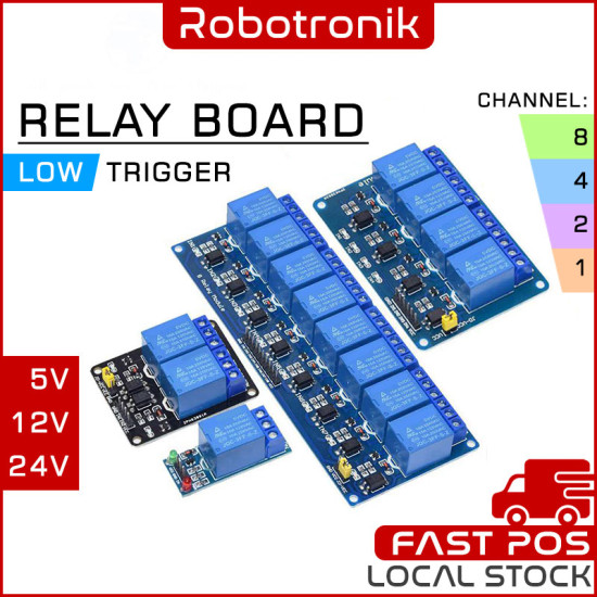 Relay Board Module - Active-Low 1, 2, 4, 8 Channel (5V / 12V / 24V)