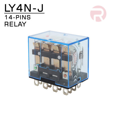 Relay LY4 (10A) 14-Pin, 4PDT Electromagnetic Mechanical Coil Relay LY4 (10A) 14-Pin, 4PDT Electromagnetic Mechanical Coil